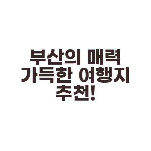 부산의 매력 가득한 여행지 추천!