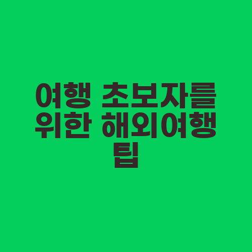 여행 초보자를 위한 해외여행 팁